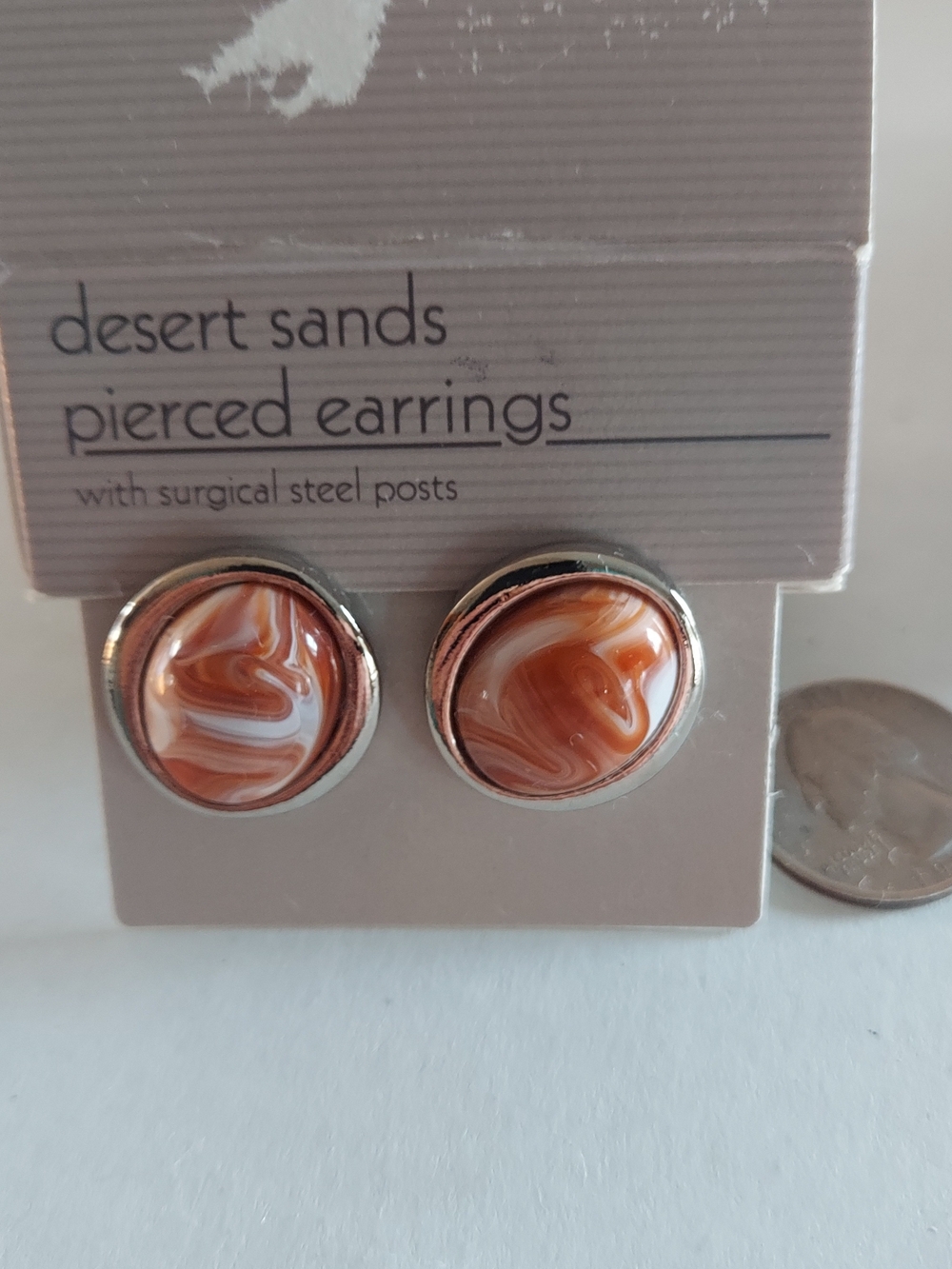 Vintage Avon Desert Sands Orange and White Pierced Earrings